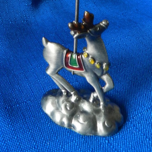 2-piece set, metal and enamel Christmas tree and reindeer photo holder - Picture 3 of 3